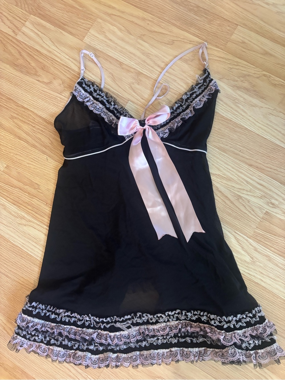 Black and pink babydoll lingerie